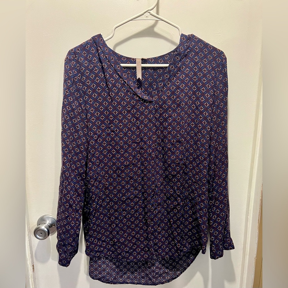 Women's Navy Patterned Top Brina and Em Medium
